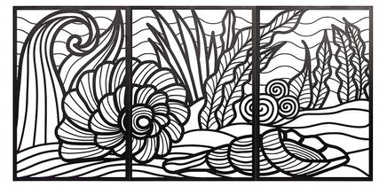 Full Frame Duvar Sanatları - Lazer Kesim Duvar Dekoru - Bahçe Manzara Siyah (FF-DS281)