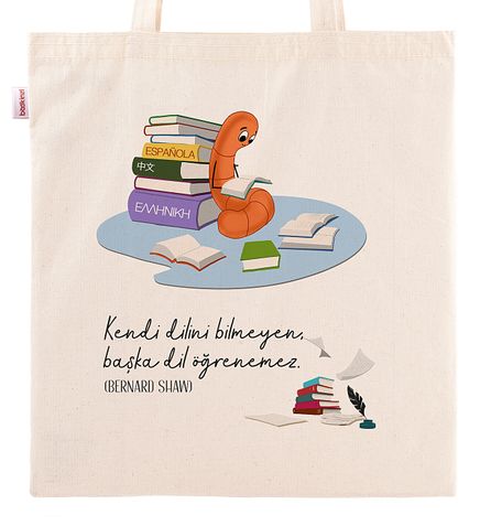 Askılı Bez Çanta - Kitapkurdu Serisi - Lisan