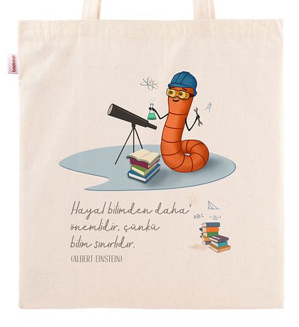 Askılı Bez Çanta - Kitapkurdu Serisi - Mucit