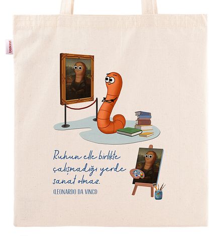 Askılı Bez Çanta - Kitapkurdu Serisi - Ressam