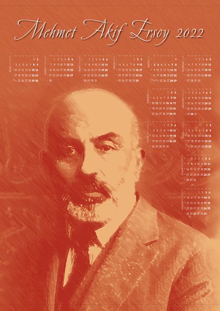 2022 Takvimli Poster - Yazarlar - Mehmet Akif Ersoy