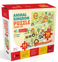 Animal Kingdom Game Set - 2 Puzzles in 1 Box - 64 Pieces Puzzle in Total - Ages 4+