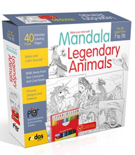 Mandala, Legandary Animals - For All Ages From 7 To 70 - A12-piece-colored Pencil Set is Included