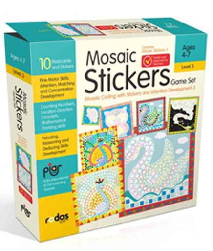 Mosaic Stickers Game Set - Mosaic Coding with Stickers and Attention Development-3 - Level 3 - Ages 4-7
