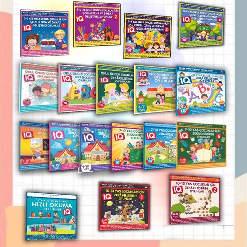 Çocuklar İçin IQ Geliştiren Zeka Oyunları (18 Kitaplık Süper Set)  