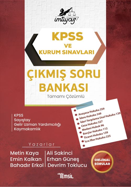 İmtiyaz KPSS ve Kurum Sınavları Çıkmış Soru Bankası