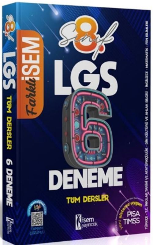 2022 Farklı İsem LGS 8. Sınıf Tüm Dersler Dijital Çözümlü 6 Deneme
