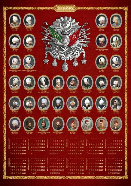2022 Takvimli Poster - Osmanlı Padişahları