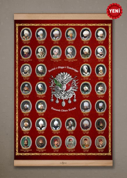Full Frame Kanvas Poster - Osmanlı Padişahları - Kayın (FFK-011)