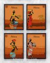 Full Frame Duvar Sanatları - AfrikaObje - Afrikalı Kadınlar - Dörtlü Set (FF-DS203)