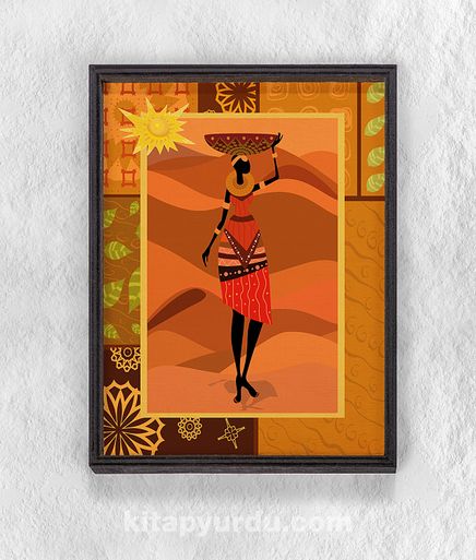 Full Frame Duvar Sanatları - AfrikaObje - Turunculu Afrikalı Kadın 2  - Tekli Set (FF-DS213)