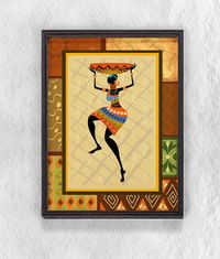 Full Frame Duvar Sanatları - AfrikaObje - Dans Eden Afrikalı Kadın - Tekli Set (FF-DS211)