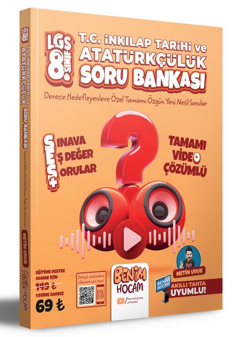 2023 LGS 8.Sınıf T.C. İnkılap Tarihi ve Atatürkçülük Tamamı Video Çözümlü Soru Bankası 