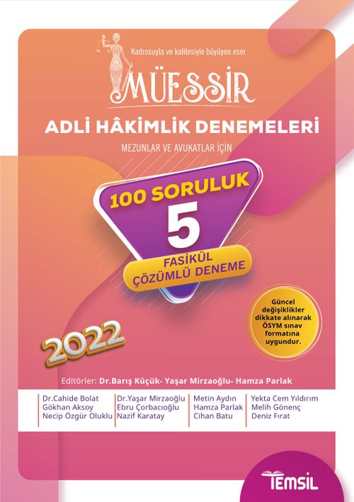Müessir Adli Hakimlik Denemeleri Tamamı Çözümlü 5 Deneme