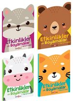 Etkinlikler ve Boyamalar + Yapıştırmalar Seti (Rakuncuk-Ayıcık-İnekçik-Kedicik )