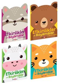 Etkinlikler ve Boyamalar + Yapıştırmalar Seti (Rakuncuk-Ayıcık-İnekçik-Kedicik )