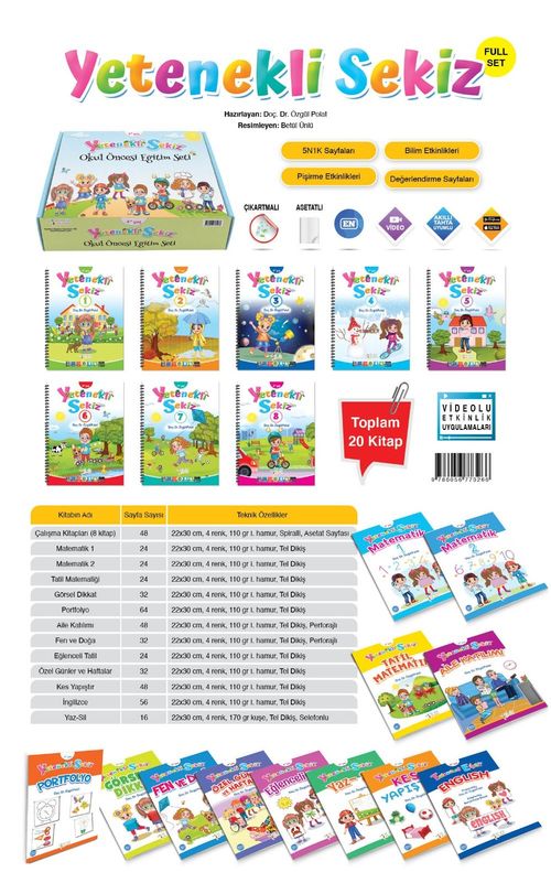 Yetenekli Sekiz Okul Öncesi Eğitim Seti (20 Kitap)
