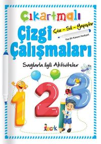 Çıkartmalı Çizgi Çalışmaları Çiz-Sil-Yapıştır Sayılarla İlgili Aktiviteler (Yaz-Sil Kalemi Hediyeli)