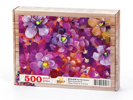 Mor Menekşeler (Sürpriz Parçalı) Ahşap Puzzle 500 Parça (BC10-D)