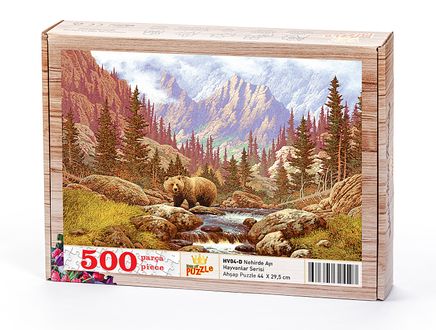 Nehirde Ayı Ahşap Puzzle 500 Parça (HV04-D)