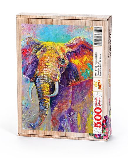 Holi Festivalinde Fil Ahşap Puzzle 500 Parça(HV74-D)