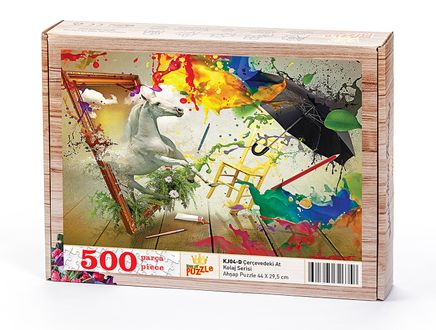 Çevredeki At Ahşap Puzzle 500 Parça (KJ04-D)