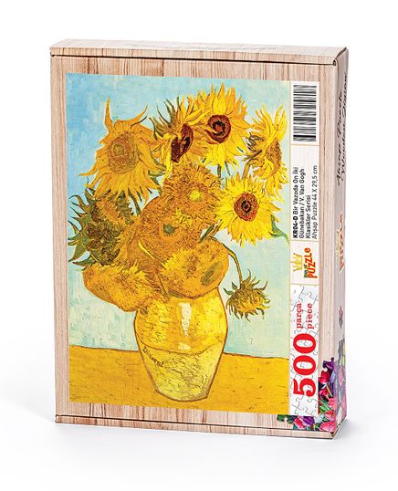 Bir Vazoda On İki Günebakan - Vincent Van Gogh Ahşap Puzzle 500 Parça (KR04-D)