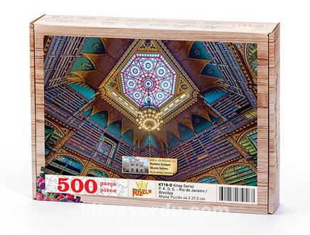 Portekiz Kraliyet Okuma Salonu - Rio de Janeiro - Brezilya Ahşap Puzzle 500 Parça (KT18-D)