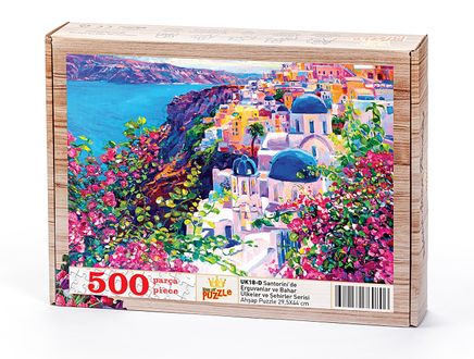Santorini'de Erguvanlar ve Bahar Ahşap Puzzle 500 Parça (UK18-D)