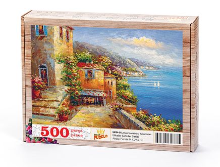 Liman Manzarası Yunanistan Ahşap Puzzle 500 Parça (UK04-D)