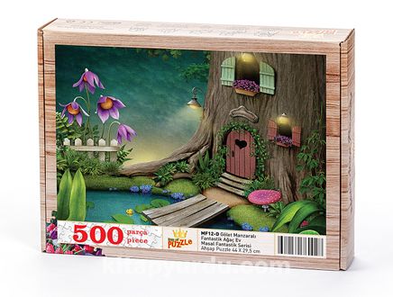 Gölet Manzaralı Fantastik Ağaç Ev Ahşap Puzzle 500 Parça (MF12-D)