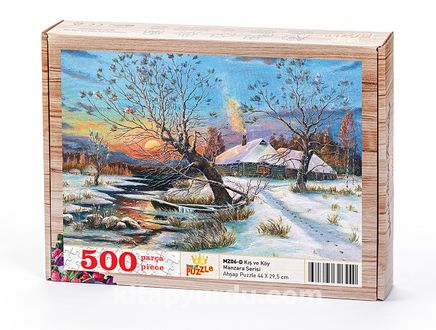 Kış ve Köy Ahşap Puzzle 500 Parça (MZ06-D)