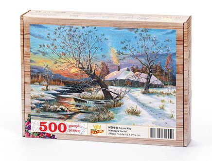 Kış ve Köy Ahşap Puzzle 500 Parça (MZ06-D)