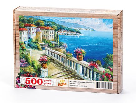 Sahil Kasabası / Tırabzanlı Yol Ahşap Puzzle 500 Parça (MZ12-D)