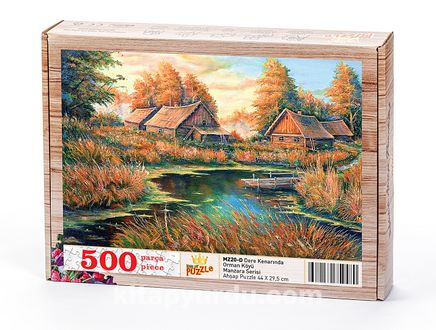 Dere Kenarında Orman Köyü Ahşap Puzzle 500 Parça (MZ20-D)