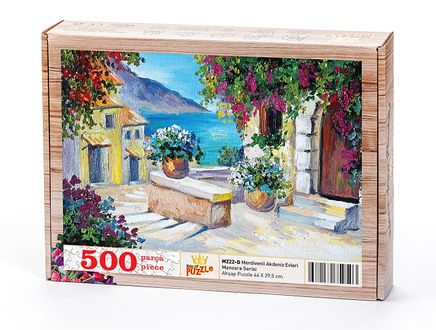 Merdivenli Akdeniz Evleri Ahşap Puzzle 500 Parça (MZ22-D)