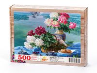 Nehir Manzaralı Kafe de Kahvaltı Ahşap Puzzle 500 Parça (MZ42-D)