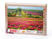 Gelincikler ve Köy Evi Ahşap Puzzle 500 Parça (MZ44-D)