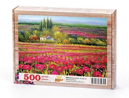 Gelincikler ve Köy Evi Ahşap Puzzle 500 Parça (MZ44-D)