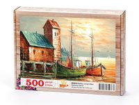 Balıkçı Liman Köyü Ahşap Puzzle 500 Parça (MZ48-D)