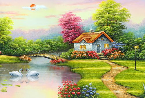 Köy ve Kuğulu Dere Ahşap Puzzle 500 Parça (MZ54-D) - Fiyatı