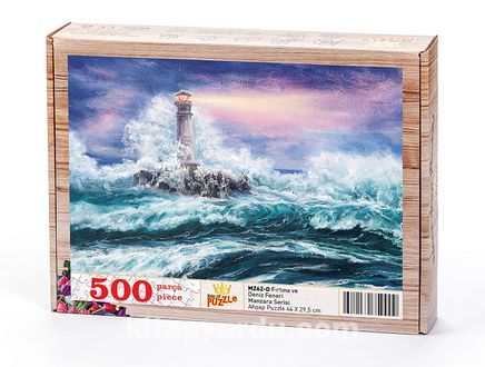 Fırtına ve Deniz Feneri Ahşap Puzzle 500 Parça (MZ62-D)