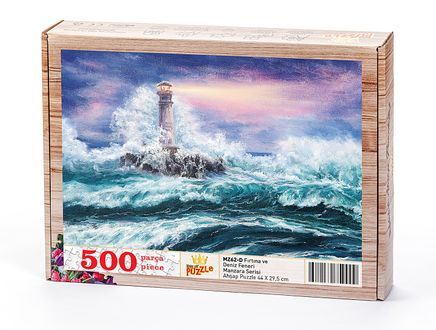 Fırtına ve Deniz Feneri Ahşap Puzzle 500 Parça (MZ62-D)