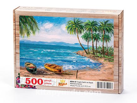 Tropik Sahil ve Kayık Ahşap Puzzle 500 Parça (MZ64-D)