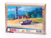 Deniz Feneri ve Balıkçı Köyü Ahşap Puzzle 500 Parça (MZ66-D)