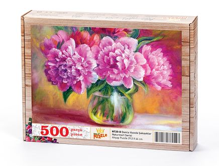 Damla Vazoda Şakayıklar Ahşap Puzzle 500 Parça (NT20-D)