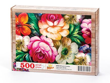 Renkli Çicekler Ahşap Puzzle 500 Parça (NT22-D)