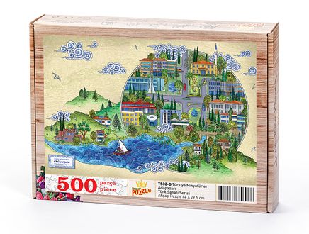 Türkiye Minyatürleri - Adapazarı - Nasuhi Hasan Çolpan Ahşap Puzzle 500 Parça (TS32-D)