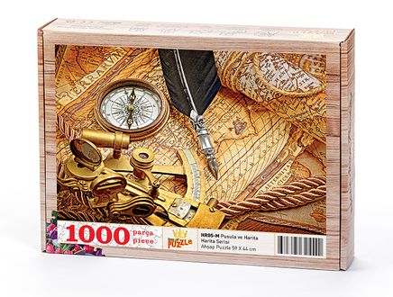 Pusula ve Harita Ahşap Puzzle 1000 Parça (HR05-M)