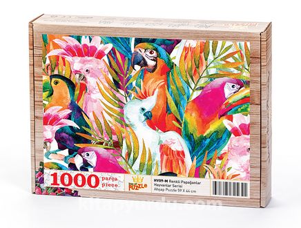 Renkli Papağanlar Ahşap Puzzle 1000 Parça (HV09-M)